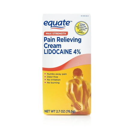 Equate Max Strength Pain Relieving Cream Lidocaine 4%, 2.7