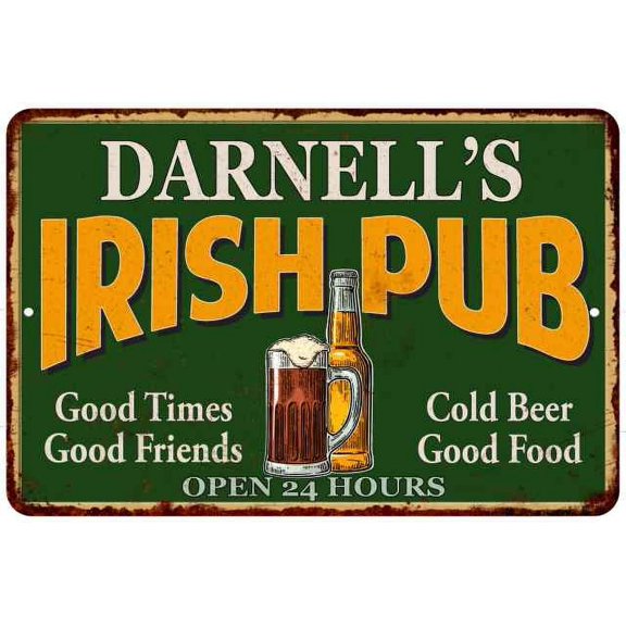 DARNELL'S Irish Pub Beer Metal Sign Bar Decor 8x12 108120013479