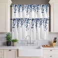 thumbnail image 2 of Blue Eucalyptus Leaves Curtain Valances Set Rustic Summer Watercolor Plant Kitchen Curtains 24&nbsp;inch Length Rod Pocket Valance and Tiers 3 Piece Set Small Bedroom Bathroom Laundry Decor, 2 of 9