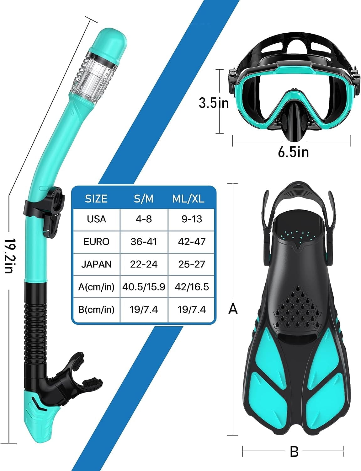 Gintenco Snorkel Set for Adult,4 in 1 Snorkel Set with Panoramic View,snorkeling gear for adults,Snorkeling and Travel Bag for Swimming GR-S