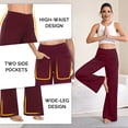 thumbnail image 5 of NELEUS Womens 31" Wide Leg Pants Athletic Yoga Stretch Loose Legging Casual Sweatpants with Pockets,Wine Red,US Size M, 5 of 12