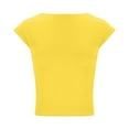 thumbnail image 6 of SYMOID Womens New Round Neck Backless Solid Color Close - fitting Casual T - shirt for Home Wear,Yellow,Size L, 6 of 7