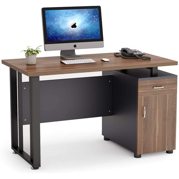 Tribesigns Computer Desk with Storage Cabinet, 47 inch Modern Office