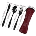 thumbnail image 2 of Wekioger Couverts de Camping Noirs, Ensemble de 6 Pcs en Acier Inoxydable pour le Dîner avec Étui, 2 of 7