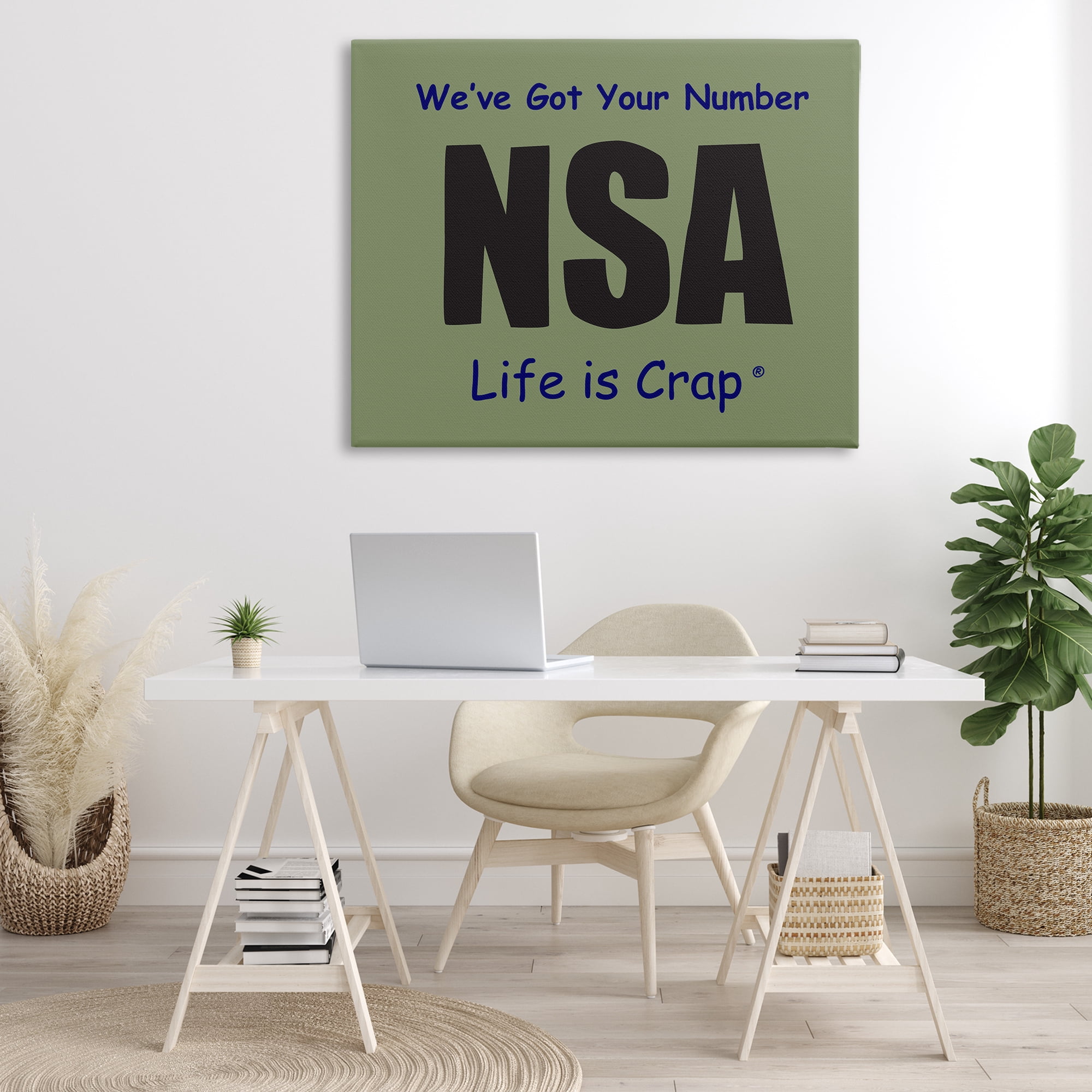 Stupell Industries Got Your Number NSA Novelty & Humor Painting Wrapped Canvas Art Print Wall Art, 48 x 36