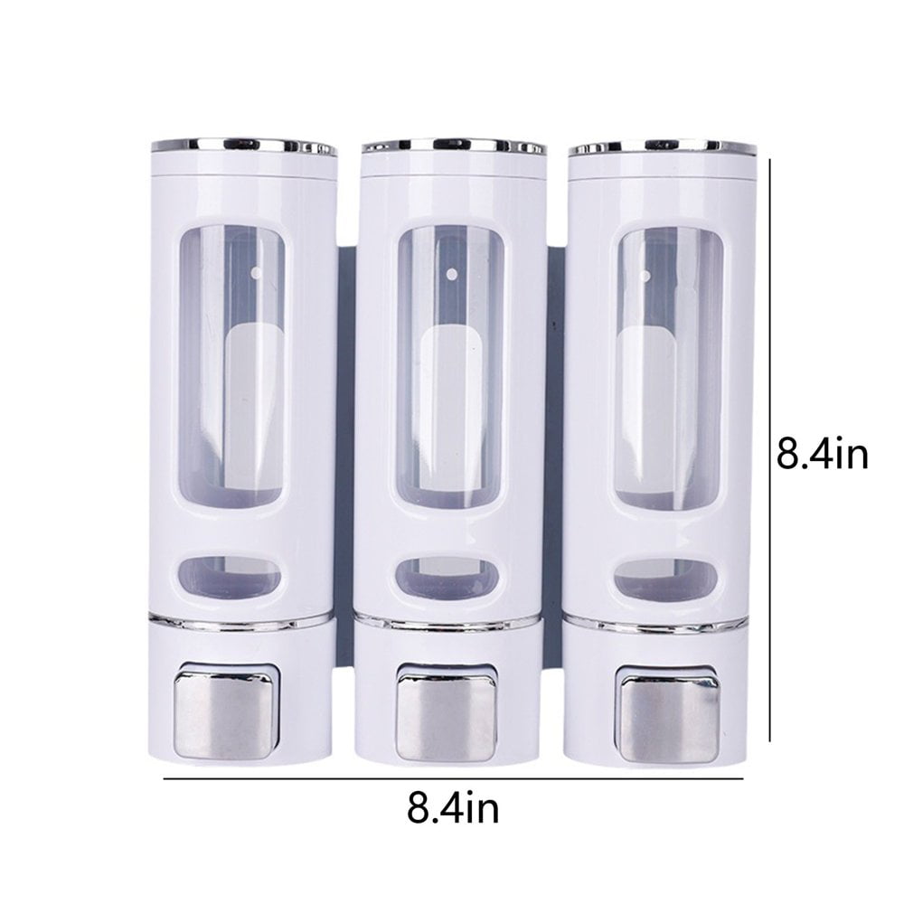 Baweave 3-in-1 Wall Mounted Shower Soap Dispenser for Shampoo  Conditioner  and Body Wash - Multi-use Bathroom Accessory Ideal for Kitchen  Hotel  and Public Spaces White