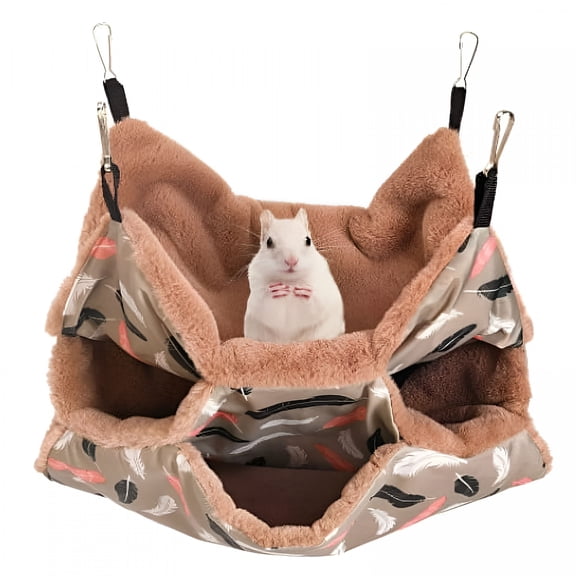 BESTSKY Small Animals Warm Plush Triple Cage Hanging Hammock Bed Guinea Pig Cage Accessories Bedding Warm Hammock for Parrot Ferret Squirrel Hamster Rat Playing Sleeping