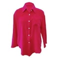 thumbnail image 4 of xiaxaixu Women Button Down Shirts Solid Color Turn-Down Collar Long Sleeve Blouses Spring Fall Commuter Casual Loose Tops, 4 of 6