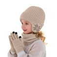 thumbnail image 4 of LIZENG Kids Fleece Lined Hat Scarf Glove Set Winter Thermal Beanie Knitted Neck Warmer Wool Mittens 3 Piece Snow Print Ski Warm Set, 4 of 7