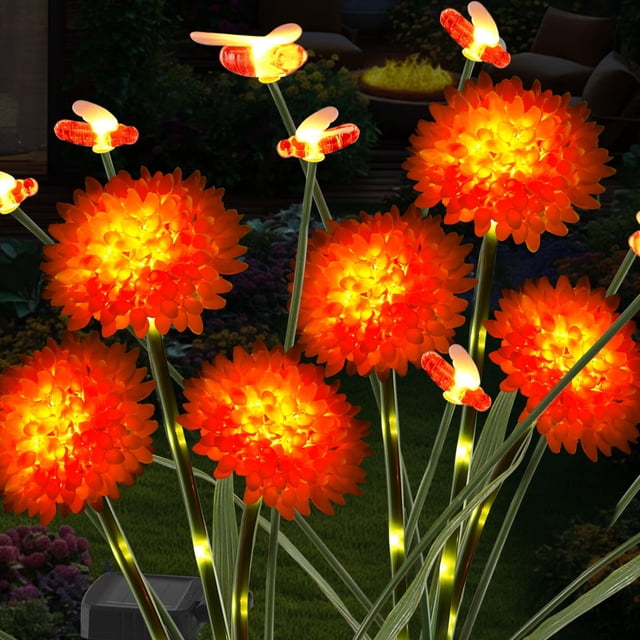 Luces solares para jardín ZENFLORAL'S con decoración de flor y abeja de 70 cm