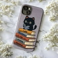 thumbnail image 6 of Sassy Black Cat Book Stack Phone Case, “I Am Allergic to Stupid People” Funny Quote Protective Cover for iPhone 16 15 14 13 12 11 Pro Max Mini Plus, 6 of 6