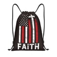 thumbnail image 1 of Xecao USA Flag Cross Pattern Sports Drawstring Backpack - String Swim Gym Bag with Wet Proof Pocket for Women&Men-Medium, 1 of 6