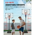 thumbnail image 3 of Système de Panier de Basketball Extérieur Hauteur Réglable 5,5-10 Pi avec Sac de Poids, Conforme à la Norme ASTM, 3 of 12