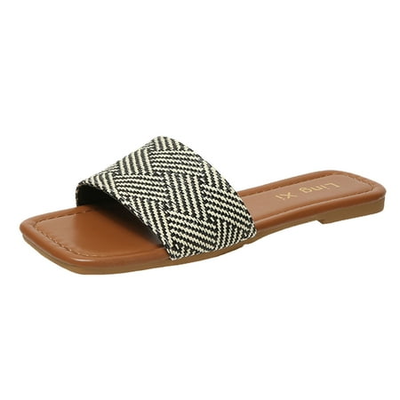 

YUHAOTIN Ladies Slippers Women Slippers Fashion New Pattern Simple Large Open Toe Flat Sole Slippery Comfort Sandals Slippers for Women Outdoor Summer Sandals Duck Slippers