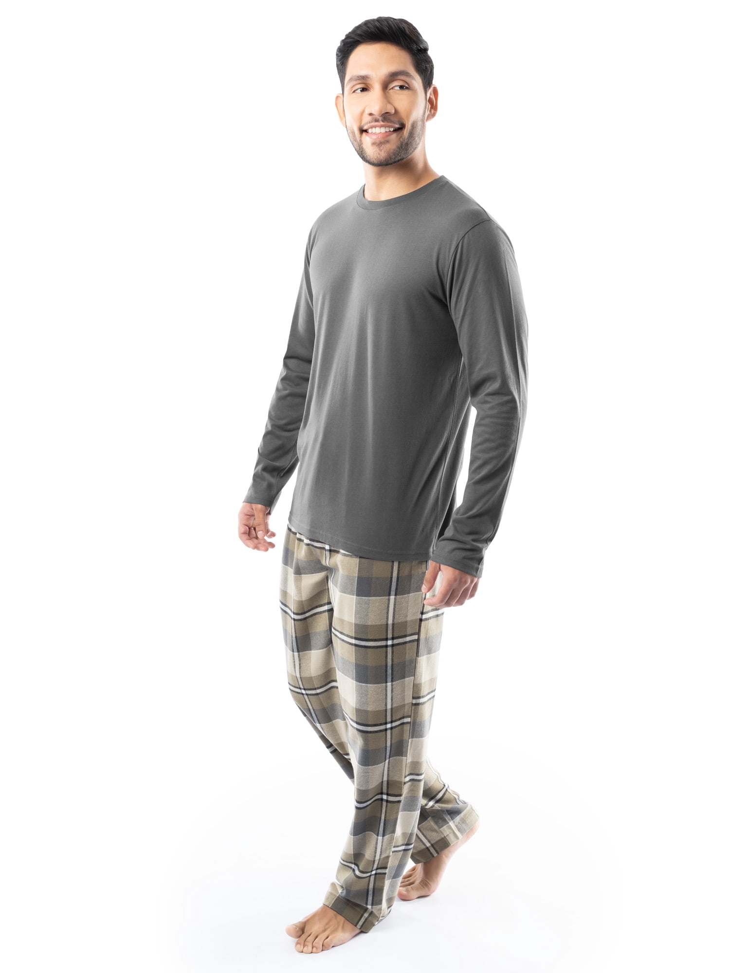 Fruit of the Loom Men's Jersey Knit Top and Flannel Pajama Pants Set, 2-Piece, Sizes S-5XL