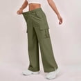 thumbnail image 5 of JUSLIO Cargo Pants for Women Casual Button Side Opening Comfortable Green L, 5 of 9