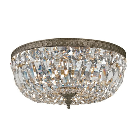 

Flush Mounts 3 Light With Cast Brass Clear Crystal Clear Hand Cut English Bronze size 12 in 180 Watts - World of Lighting