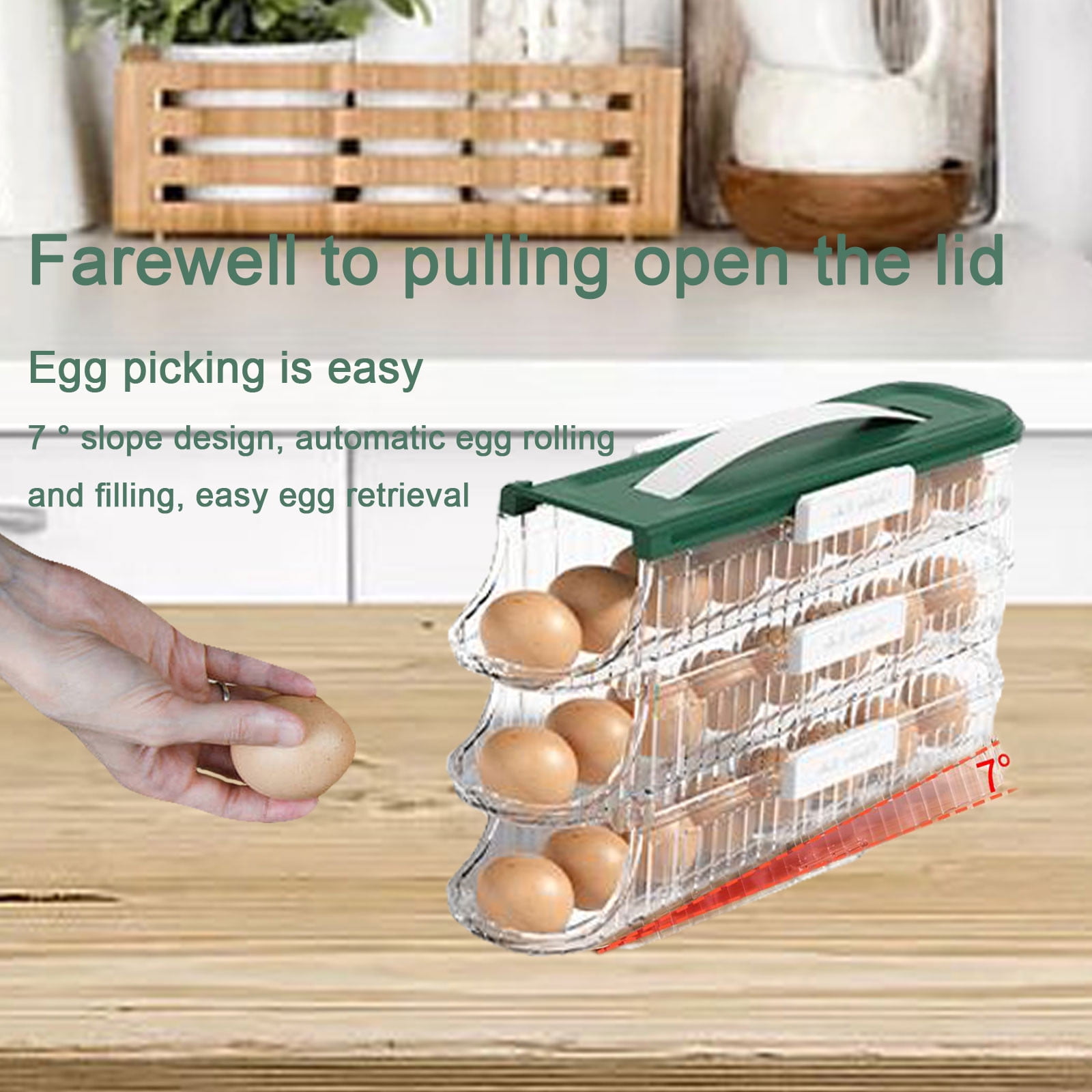 Qholemyo Slide Out Airtight Food Storage Containers With Lids Refrigerator Side Door Eggs Storage Rack Tray Container