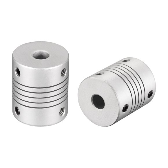 Unique Bargains 7mm to 7mm Aluminum Alloy Shaft Coupling Flexible Coupler L30xD25 Silver 2Pcs