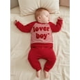 thumbnail image 5 of BemeyourBBs Toddler Baby Boy Girl Valentines Day Outfits Lover Boy Letter Long Sleeve Pullover Sweatshirt Tops Stripe Pants Set Spring Fall Winter Clothes, 5 of 9