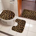 thumbnail image 4 of Leopard Bath Mat 3 Piece Bathroom Rug Set, Brown Vintage Leopard Print Non Slip Bath Rug Contour Mat and Toilet Lid Cover, Absorbent Shower Mats Soft Bath Rugs and Mats Sets, 4 of 8