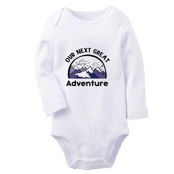 Our Next Great Adventure Funny Rompers, Newborn Baby Unisex Bodysuits, Infant Jumpsuits, Toddler 0-12 Months Kids Long Sleeves Oufits (White, 6-12 Months)