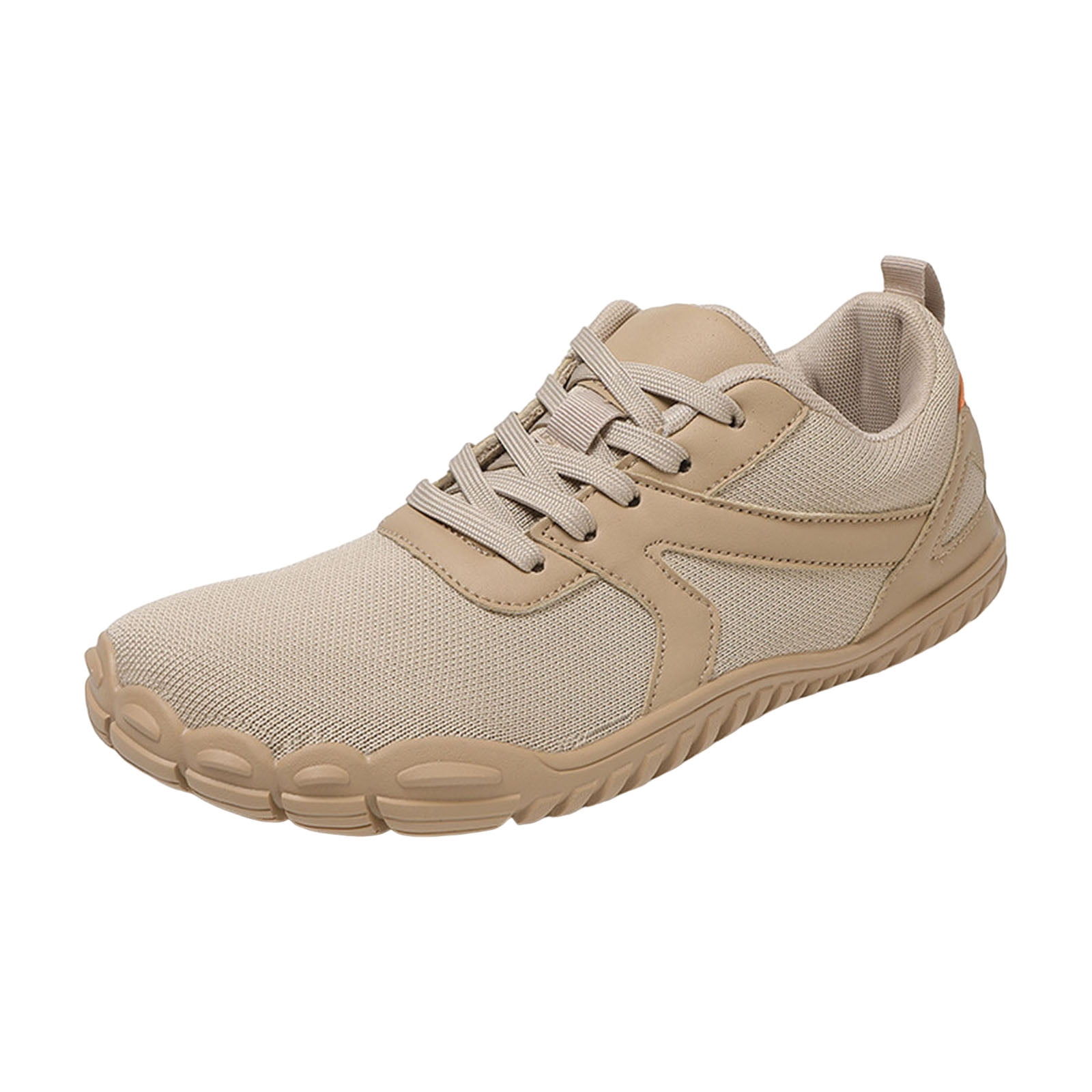 Barefoot Shoes Women Men Wide Toe Box Sneakers Mesh Lace up Running Hiking Shoes Lightweight Workout Gym Footwear Khaki Size 9