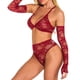 thumbnail image 4 of Traje de ropa interior Sexy Hollow Lace Perspectiva Lencería Mujer Ropa de dormir, M, Vino rojo Inevent XX000098-05, 4 of 7