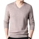thumbnail image 5 of Suéter de cuello en V para hombres jóvenes y de mediana edad, de moda, simple, camisa de fondo, suéter cálido de cuello de corazón de color sólido, 5 of 6