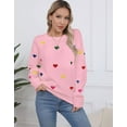 thumbnail image 3 of Valentine Sweaters for Women Trendy Colorful Heart Sweaters Lightweight Crewneck Sweater Shermie, 3 of 6