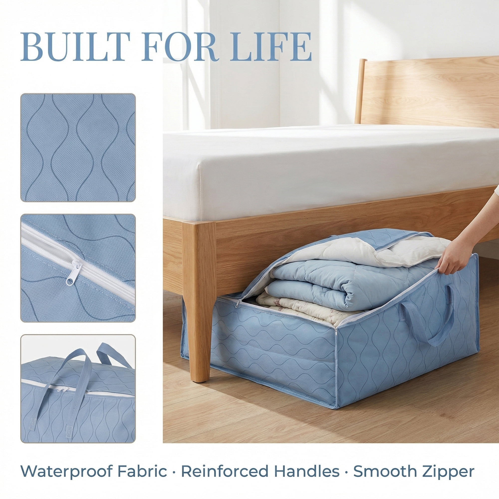 Unique Bargains Storage Bag for Organizing Comforter and Closet Blue 24"x10.6"x20.5"