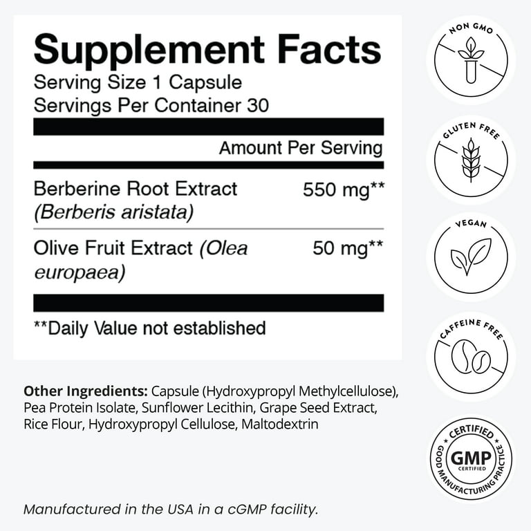 humanN SuperBerine Supplement, High Absorbency with Olive Leaf 