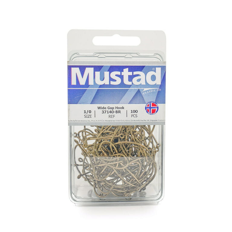 Mustad 37140 Wide Gap Classic Hook, Hollow Point, Slightly Reversed - 50  Per Pack