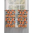 thumbnail image 5 of Thanksgiving Living Room Curtains 2 Panel, Fall Orange Pumpkin Black White Plaid Cafe Window Treatment, Farmhouse Bedroom Bathroom Kitchen Curtains Drapes 104"x54", 5 of 6