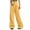 Yellow, variant on Women's Linen Wide Leg Culottes - Loose, Semi - Elastic High Waisted, Thin, with Pockets, Ideal for Work and Errands