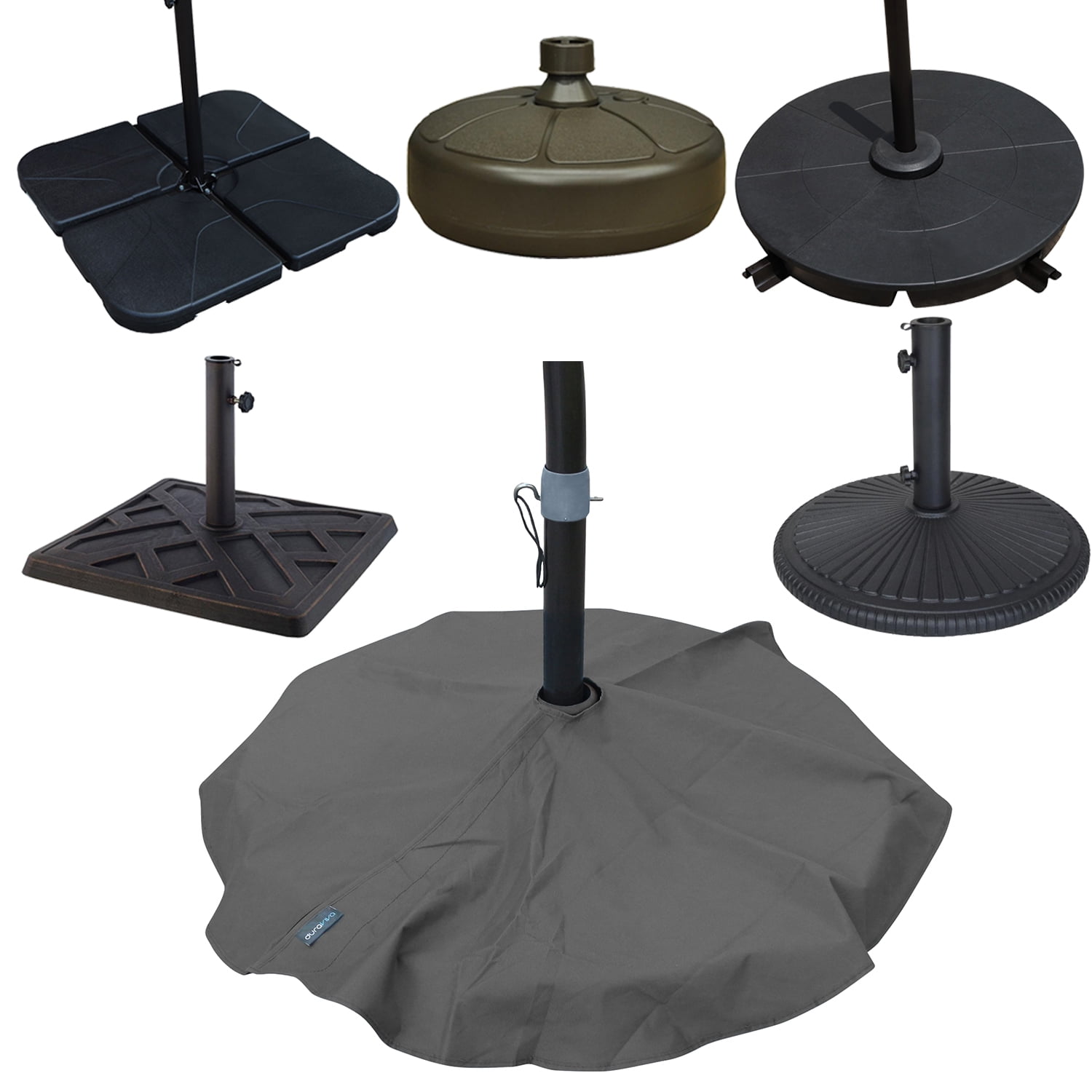 Duraviva Outdoor Patio Umbrella Base Stand Weatherproof Layover Cover Waterproof Easy To Use Quick Fastener Design Fits Bases Up 36 Inch In
