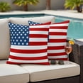 thumbnail image 6 of 2 Pack Outdoor Waterproof Throw Pillows, USA Flag Independence Day Decorative Square Pillow Case Patio Pillows for Chair Couch Sofa 16x16in, 6 of 9
