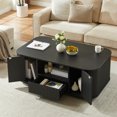 thumbnail image 2 of Kevinplus 46.5" Oval Coffee Table with Drawers and Storage Compartments for Living Room Offices, Black, 46.5"L*27.2"W*17.7"H, 2 of 8