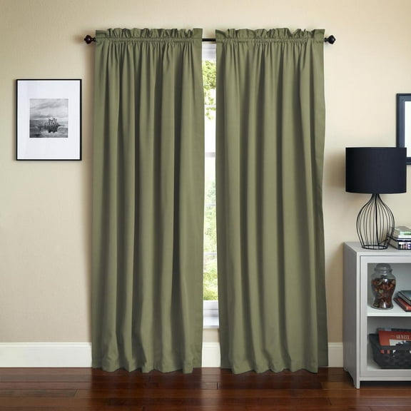 Blazing Needles 84 inch Twill Curtain Panels in Sage (Set of 2)