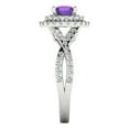 thumbnail image 3 of 1.3125 ct Round Cut Natural Amethyst Halo Engagement Ring for Women in 18K White Gold, 3 of 5
