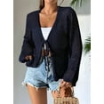 thumbnail image 3 of Womens Casual Cardigan Beach Long Sleeve Hollow Out Tie-Front Crochet Cardigan, 3 of 5
