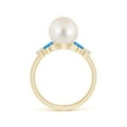 thumbnail image 2 of ANGARA Freshwater Cultured Pearl & Swiss Blue Topaz Butterfly Ring in 14K Yellow Gold for Women | June Birthstone, Birthday, Anniversary, Jewelry Gift for Women | Pearl Ring, 2 of 9