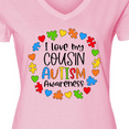 thumbnail image 4 of Inktastic I Love My Cousin Autism Awareness Women's V-Neck T-Shirt, 4 of 5