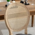 thumbnail image 5 of Dtwnek 2 Pack Wood Frame Upholstered Linen Fabric Rattan Back Dining Chair for Living Room, Dining Room, Gray, 5 of 9