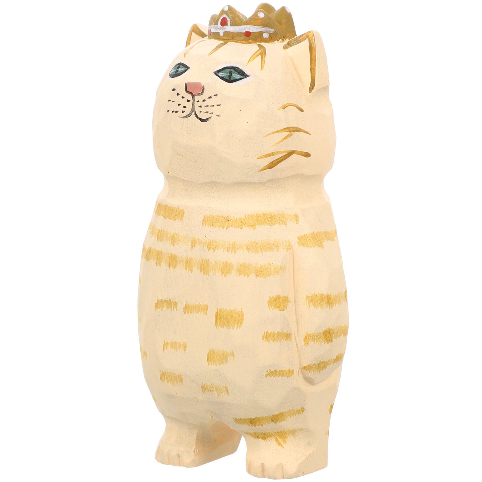 Uonlytech White Wood Cat Statue Rustic Wooden Figurine for Home Decor Tabletop Ornament