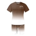 thumbnail image 4 of Men's New York Print Crewneck T-Shirt and Drawstring Shorts Set, Black-White Gradient 2-Piece Casual Tracksuit, 4 of 5