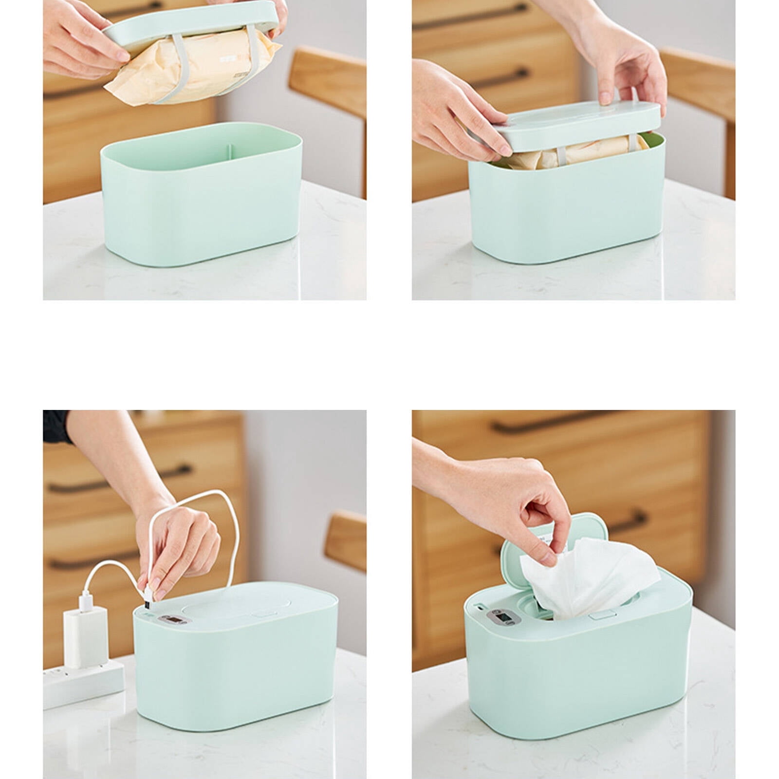 QARUN 2026 New Wipe Warmer,Top Heating with Fresh Bottom Baby Wipes,Usb-Powered Convenience for Nursery,Travel,Home Baby Wipe Warmer,White