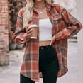 thumbnail image 5 of YDFCWXW Flannel Shirt for Women Button Down Long Sleeve Plaid Shirts Collared 2025 Casual Work Tops Brick Red, M, 5 of 7