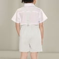 thumbnail image 5 of Little Boys Gentleman Outfits Suits Set Infant Short Sleeve Shirt+Suspender Pants+Bow Tie Overalls Clothing Set Kids Colorful Clothes White 2-3 Years, 5 of 7
