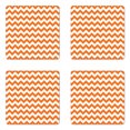 thumbnail image 1 of Chevron Coaster Set of 4, Halloween Pumpkin Color Chevron Traditional Holidays Autumn Season Celebrate, Square Hardboard Gloss Coasters, Standard Size, Orange White, by Ambesonne, 1 of 2